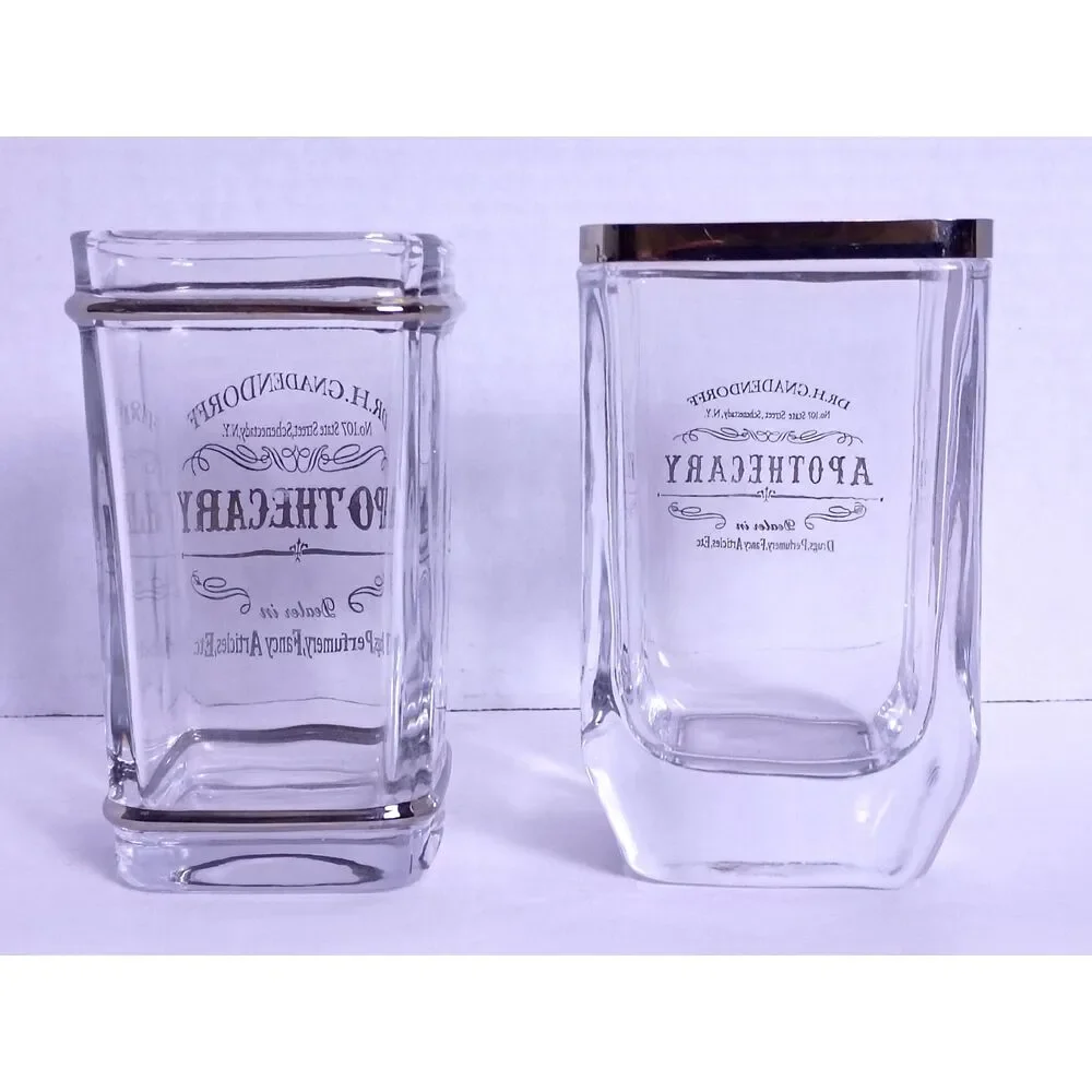 Bella Lux Apothecary Collection Vtg Apothecary Label Vanity Tumbler Brush holder